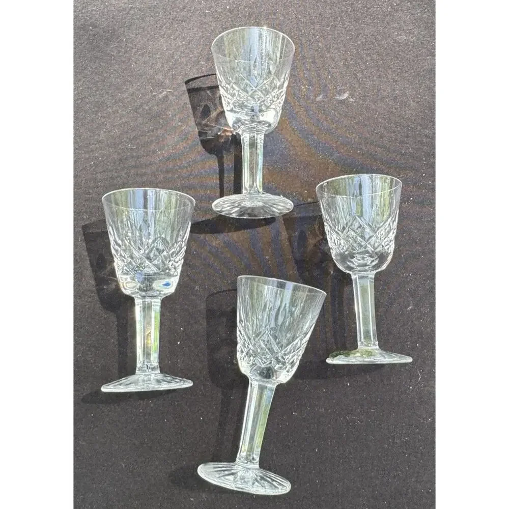 Vintage Waterford Lismore Crystal Liqueur Glasses, Set of 4 W/ Tags! -A62